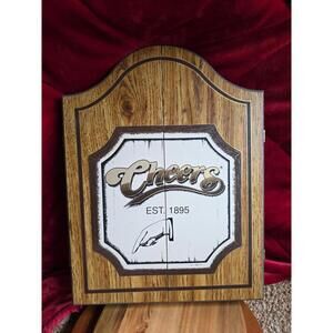Vintage CHEERS TV Show 1989 Dart Board Cabinet Man Cave Wall Game Room w/ Darts